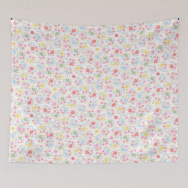 Item preview, Pastel Ditzy Floral Pattern | Preppy Cottagecore Spring Easter Flowers | Pink Blue Yellow Green Retro Ditsy Print designed and sold by TheSmartyArty.