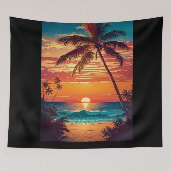 Item preview, Sunset Beach Tropical Palm Tree designed and sold by Fateh-Kro ⭐⭐⭐⭐⭐.