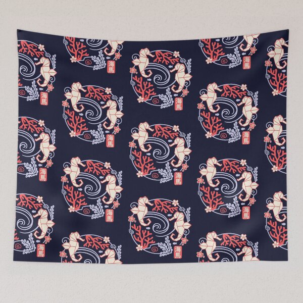 Item preview, Minimalist Origami Seahorses - Zen Underwater World with Geometric Vortex designed and sold by NemiMakeit.