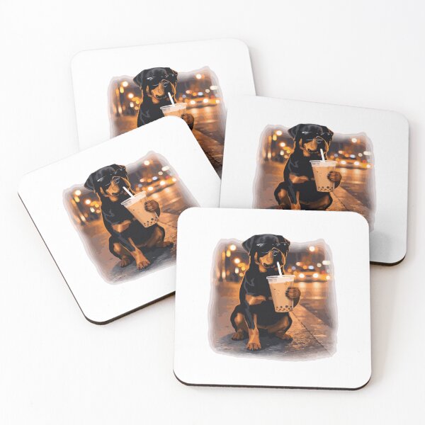 Item preview, Funny Rottweiler Drinking Iced Coffee Meme Cute Dog Coffee Lover designed and sold by kiralynstration.