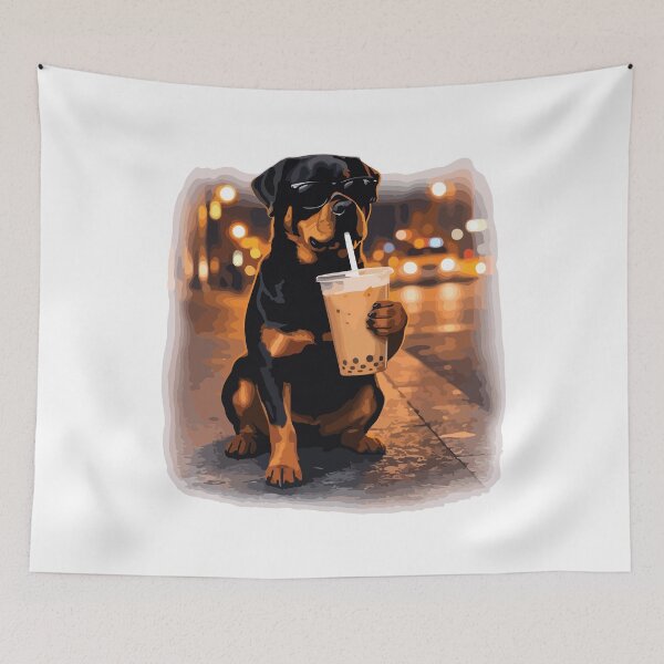 Item preview, Funny Rottweiler Drinking Iced Coffee Meme Cute Dog Coffee Lover designed and sold by kiralynstration.