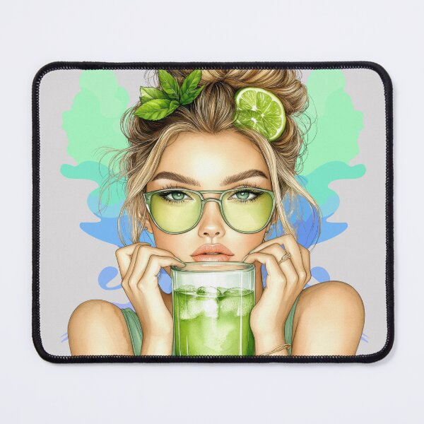 Item preview, Fresh Aesthetic Girl Art – Lime Drink Illustration, Summer Refreshing Beauty, Trendy Lifestyle Design designed and sold by ChenEngEng.
