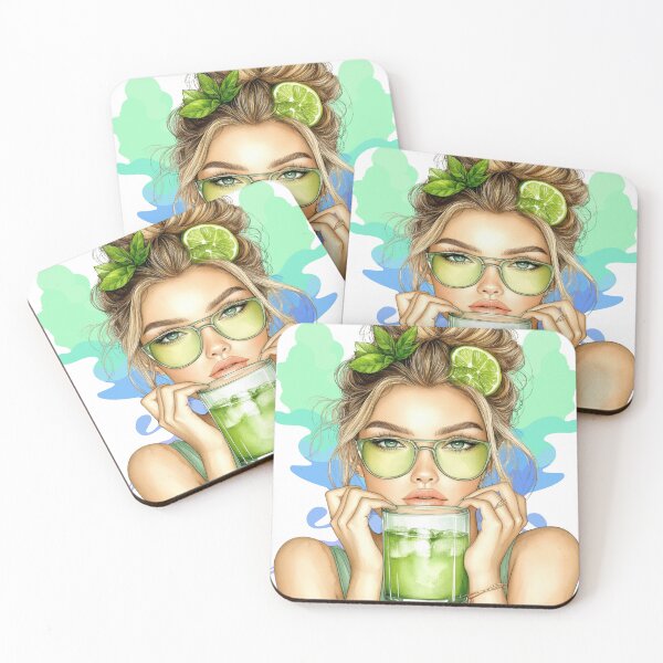 Item preview, Fresh Aesthetic Girl Art – Lime Drink Illustration, Summer Refreshing Beauty, Trendy Lifestyle Design designed and sold by ChenEngEng.