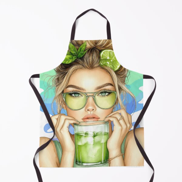 Item preview, Fresh Aesthetic Girl Art – Lime Drink Illustration, Summer Refreshing Beauty, Trendy Lifestyle Design designed and sold by ChenEngEng.