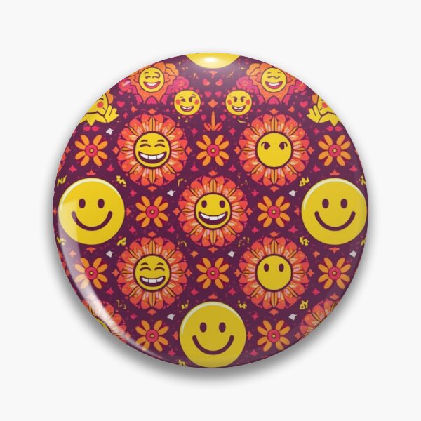 Item preview, Retro Smiley Flower Pattern - Vibrant Y2K Aesthetic Floral Design designed and sold by ViralVibeLab.