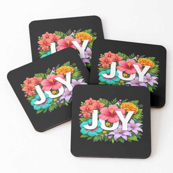 Item preview, JOY Floral Typography Art • Colorful Tropical Flower Graphic • Vibrant Positive Aesthetic Design designed and sold by Bright Nest Studio.