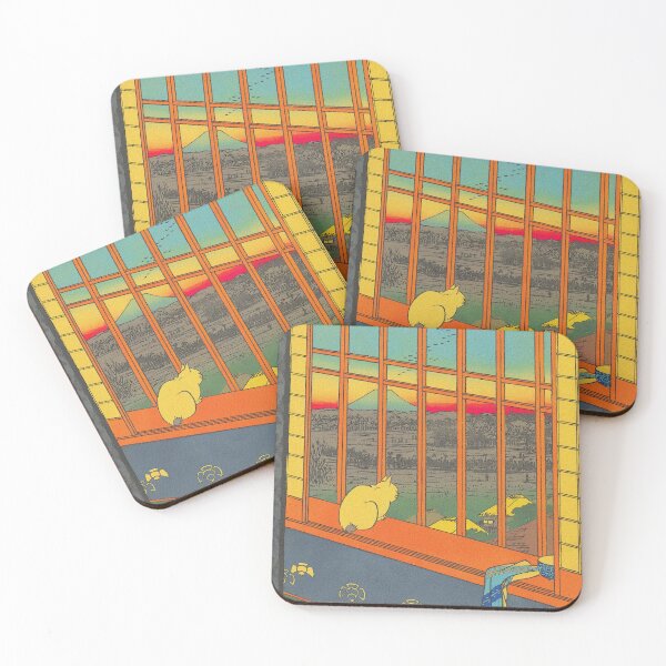Item preview, Japanese Cat Window Mount Fuji Ukiyo-e designed and sold by drtalha.