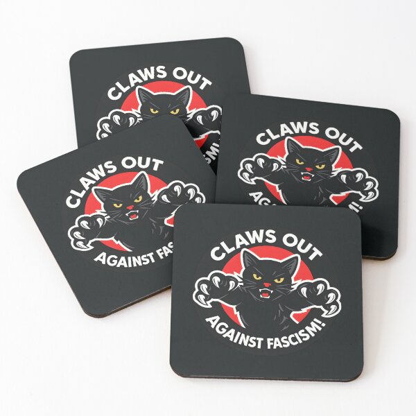 Item preview, Claws Out Against Fascism! Savage Black Cat Scratch Sticker – Bold Red Circle Protest Kitty Humor Design designed and sold by WAUZ.