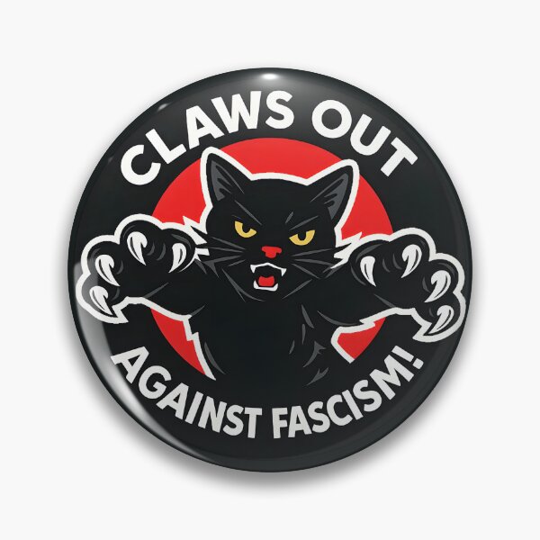 Item preview, Claws Out Against Fascism! Savage Black Cat Scratch Sticker – Bold Red Circle Protest Kitty Humor Design designed and sold by WAUZ.