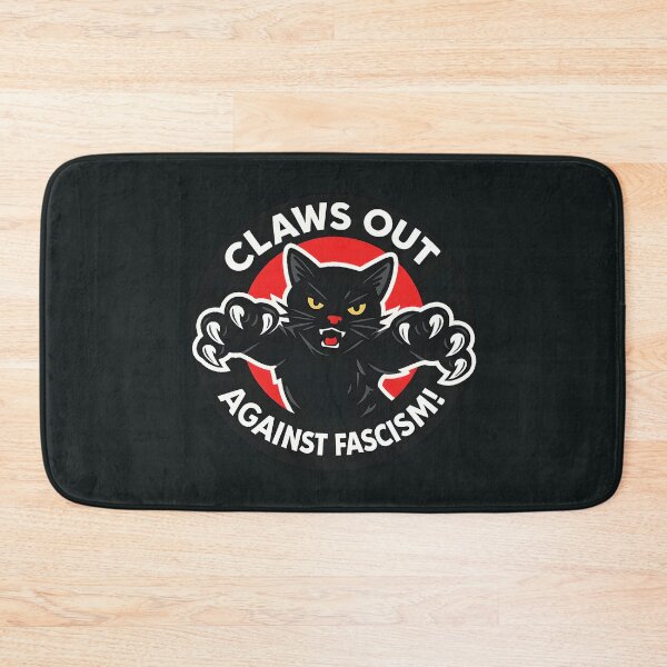 Item preview, Claws Out Against Fascism! Savage Black Cat Scratch Sticker – Bold Red Circle Protest Kitty Humor Design designed and sold by WAUZ.