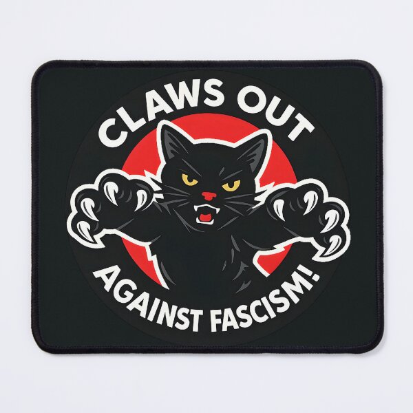 Item preview, Claws Out Against Fascism! Savage Black Cat Scratch Sticker – Bold Red Circle Protest Kitty Humor Design designed and sold by WAUZ.