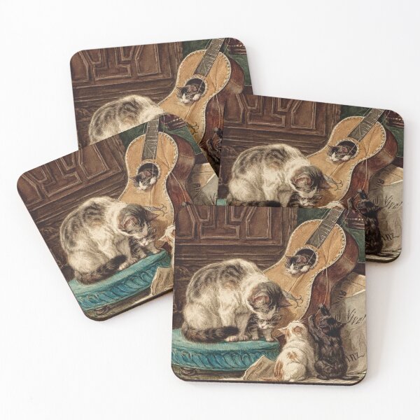 Item preview, Vintage Cat Painting Kittens Music Scene designed and sold by drtalha.