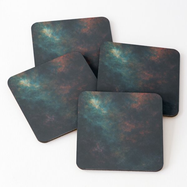 Item preview, Midnight Teal and Crimson Abstract Wall Art – Moody Atmospheric Dark Painting designed and sold by simpleyetcanva.