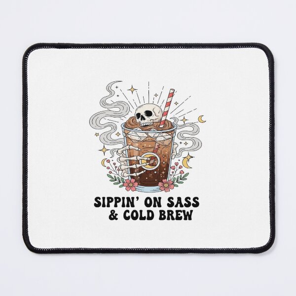 Item preview, Sippin’ on Sass & Cold Brew • Gothic Coffee Lover Design • Bold Retro Skeleton Art designed and sold by Bright Nest Studio.