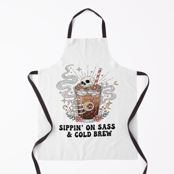 Item preview, Sippin’ on Sass & Cold Brew • Gothic Coffee Lover Design • Bold Retro Skeleton Art designed and sold by Bright Nest Studio.