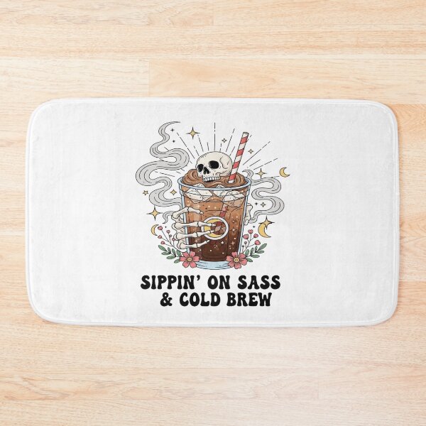 Item preview, Sippin’ on Sass & Cold Brew • Gothic Coffee Lover Design • Bold Retro Skeleton Art designed and sold by Bright Nest Studio.