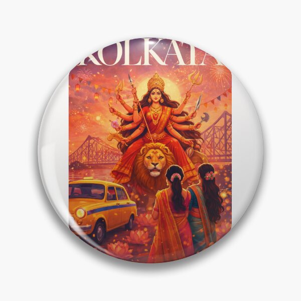 Item preview, Kolkata Howrah Bridge Durga Puja Festival Hooghly River Skyline designed and sold by Places On Earth.