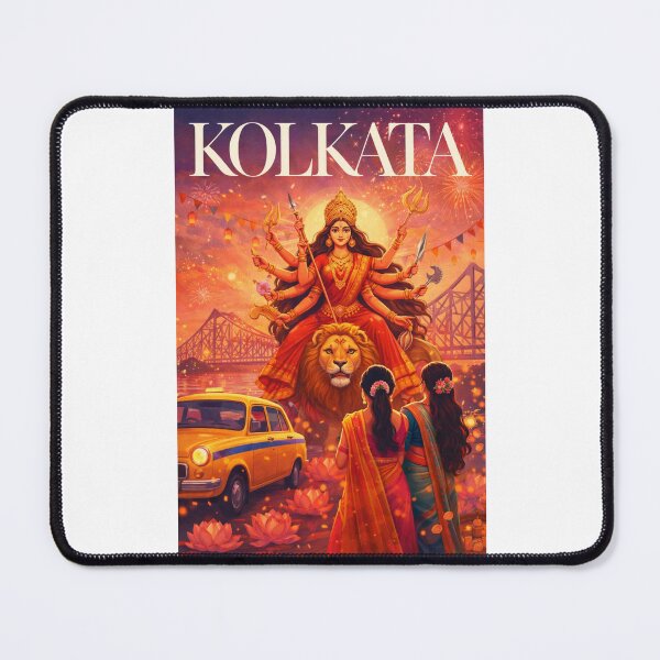 Item preview, Kolkata Howrah Bridge Durga Puja Festival Hooghly River Skyline designed and sold by Places On Earth.
