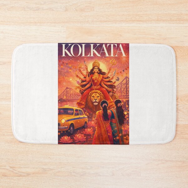 Item preview, Kolkata Howrah Bridge Durga Puja Festival Hooghly River Skyline designed and sold by Places On Earth.