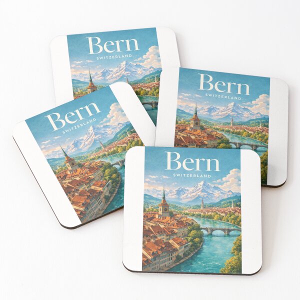 Item preview, Bern Switzerland Aare River Old City Swiss Alps View designed and sold by Places On Earth.