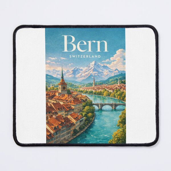 Item preview, Bern Switzerland Aare River Old City Swiss Alps View designed and sold by Places On Earth.