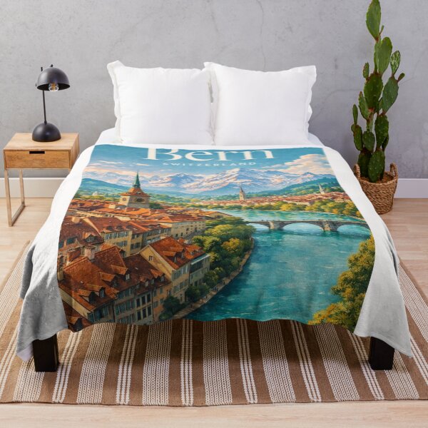 Item preview, Bern Switzerland Aare River Old City Swiss Alps View designed and sold by Places On Earth.