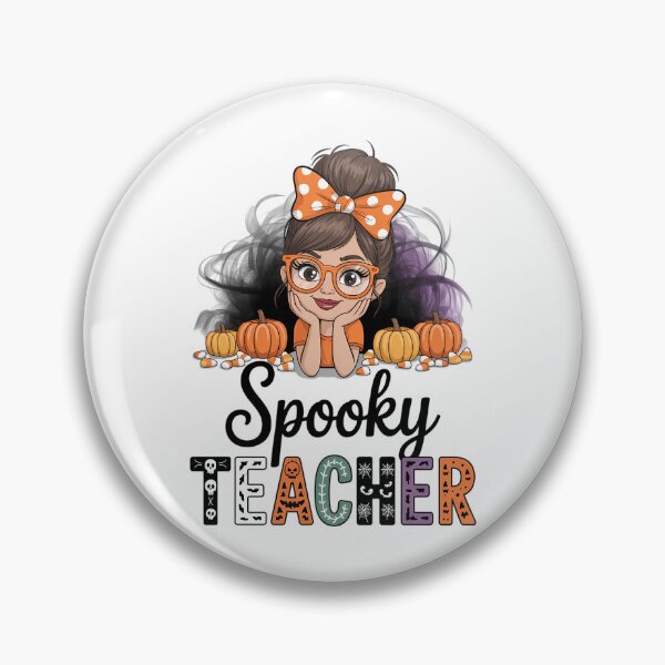 Item preview, Messy Bun Spooky Teacher Womens Bleached Halloween Teachers designed and sold by papertaless.