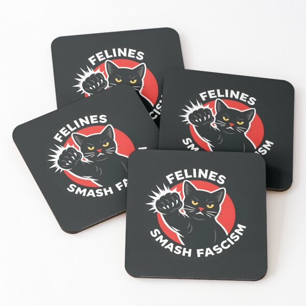 Item preview, Felines Smash Fascism – Power Paw Black Cat Sticker with Red Impact Circle Bold Protest Design for Cool Rebels designed and sold by WAUZ.
