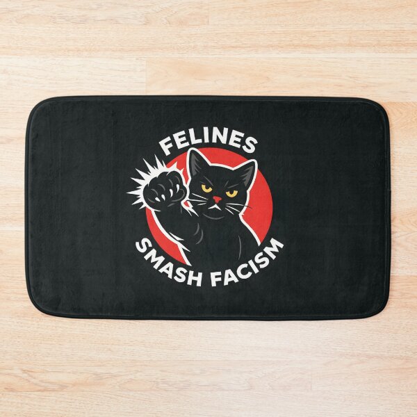 Item preview, Felines Smash Fascism – Power Paw Black Cat Sticker with Red Impact Circle Bold Protest Design for Cool Rebels designed and sold by WAUZ.