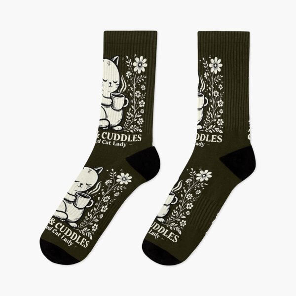 Item preview, Coffee & Cuddles Caffeinated Cat Lady Cute Cozy Floral Cat Lover Gift designed and sold by Syrupulse.