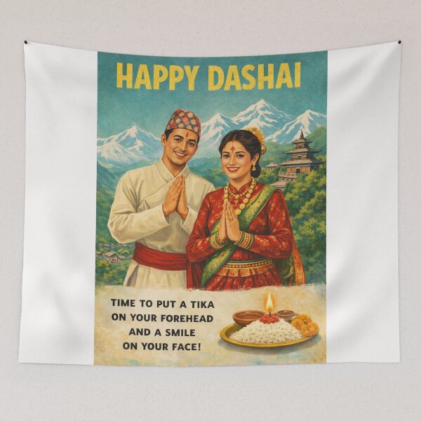 Item preview, Happy Dashain Wishes in Kathmandu Nepal Festival with Tika designed and sold by Places On Earth.