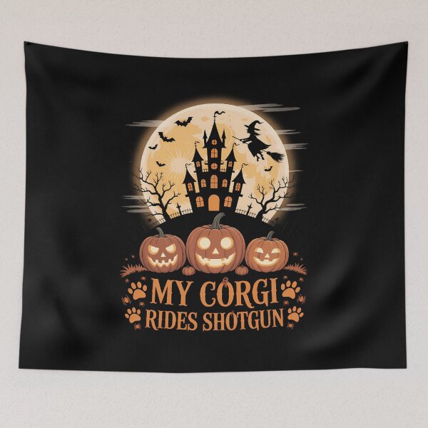 Item preview, My Corgi Rides Shotgun Pumpkin Witch Halloween designed and sold by Formatage.