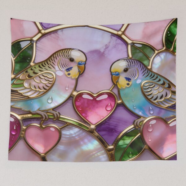 Item preview, Stained Glass Budgies designed and sold by CalmnessbyChoice.
