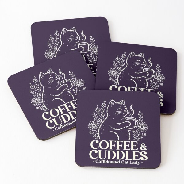 Item preview, Caffeinated Cat Lady Coffee & Cuddles Cute Floral Kitty Coffee Addict designed and sold by Syrupulse.