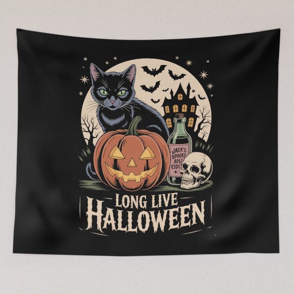 Item preview, Long Live Halloween Pumpkin Black Cat Spooky Vibes designed and sold by Formatage.