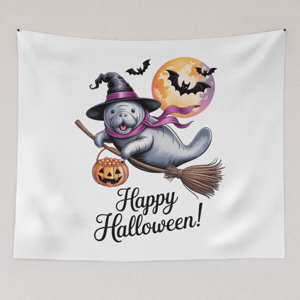 Item preview, Manatee Witch Hat Pumpkin Halloween designed and sold by Formatage.