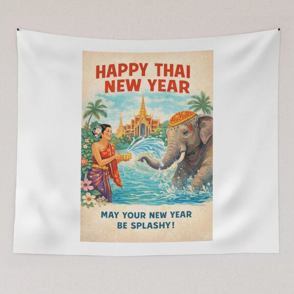 Item preview, Songkran Thai New Year Celebration in Bangkok near Wat Phra Kaew and Chao Phraya River designed and sold by Aryabek.