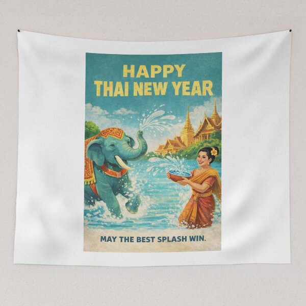 Item preview, Songkran Thai New Year Festival in Bangkok with Wat Arun and Grand Palace designed and sold by Aryabek.