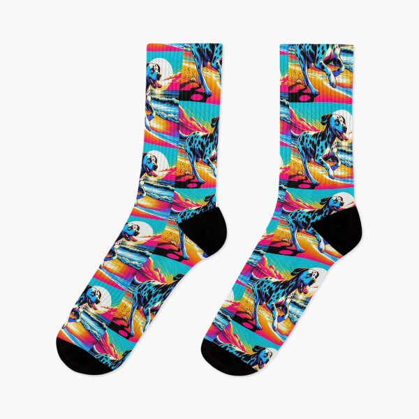 Item preview, Pop Art Dalmatian – Neon Sunset Run designed and sold by Dogandesighn.