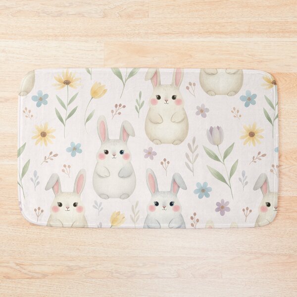 Item preview, Cute Bunny Floral Seamless Pattern designed and sold by naragon4289.