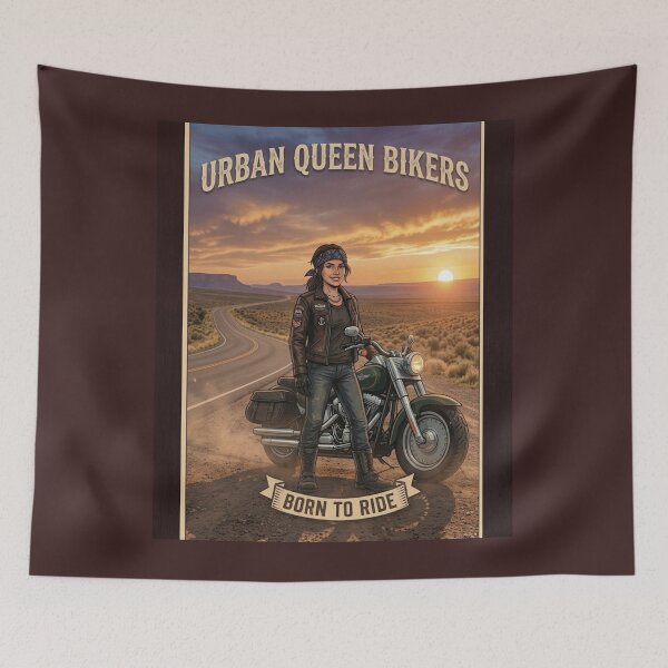 Item preview, Urban Queen Bikers - Open Road Desert Sunset Poster designed and sold by HALYNA070824.