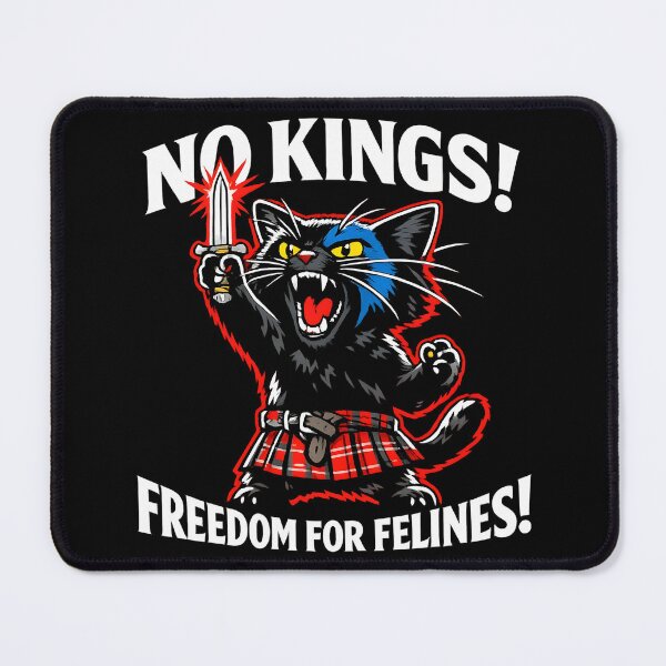 Item preview, No Kings! Braveheart Cat T-Shirt – William Wallace Feline Rebellion | Funny Anti-Monarchy Protest Cat Shirt with Blue Face Paint & Sword designed and sold by WAUZ.