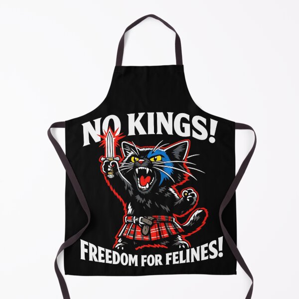 Item preview, No Kings! Braveheart Cat T-Shirt – William Wallace Feline Rebellion | Funny Anti-Monarchy Protest Cat Shirt with Blue Face Paint & Sword designed and sold by WAUZ.