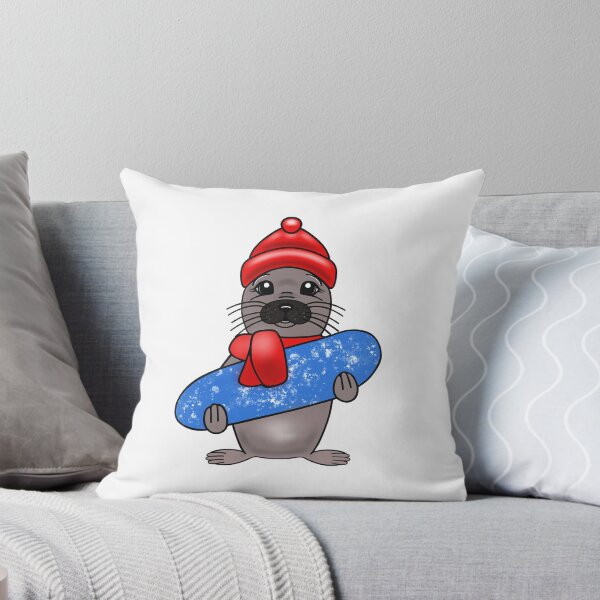 Item preview, Cute Grey Seal Holding A Snowcovered Snowboard designed and sold by Sartoris Art.