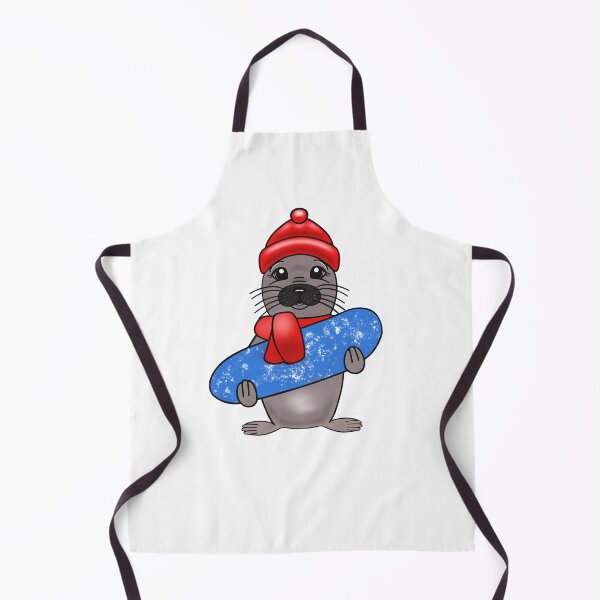 Item preview, Cute Grey Seal Holding A Snowcovered Snowboard designed and sold by Sartoris Art.