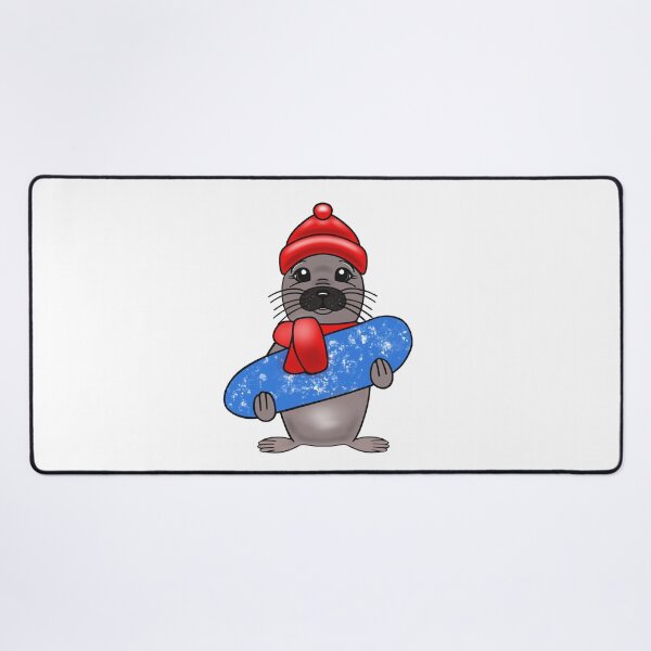 Item preview, Cute Grey Seal Holding A Snowcovered Snowboard designed and sold by Sartoris Art.
