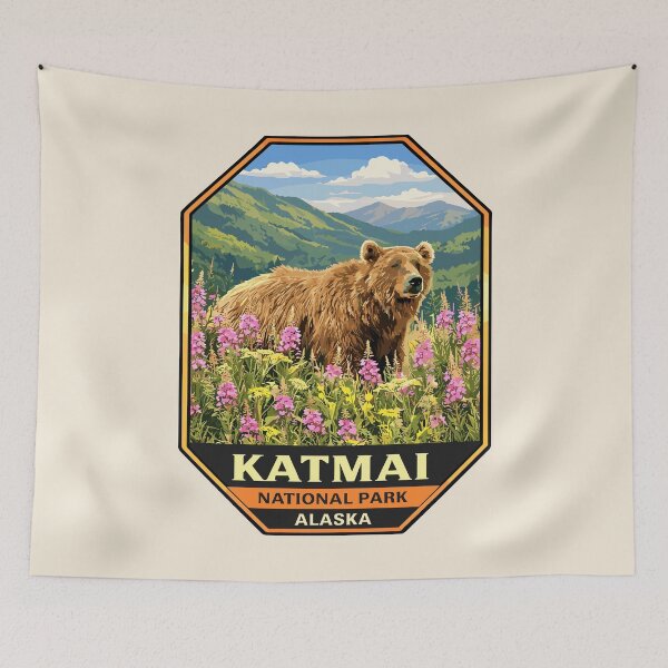 Item preview, Katmai National Park Retro Bear Alaska designed and sold by Gideon Emmerich.