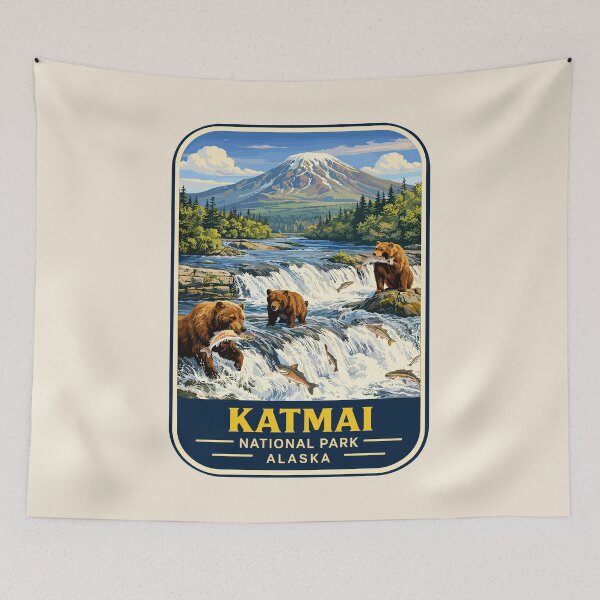 Item preview, Katmai National Park Retro Bear Alaska designed and sold by Gideon Emmerich.