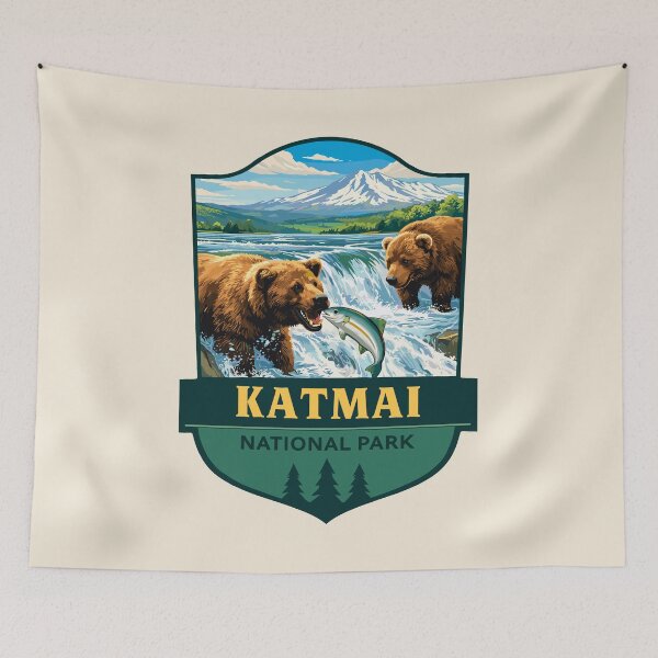 Item preview, Katmai National Park Retro Bear Sticker designed and sold by Gideon Emmerich.