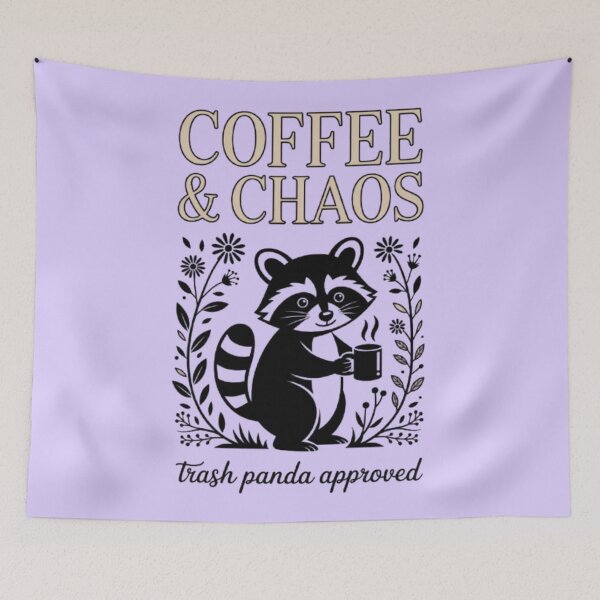 Item preview, Coffee & Chaos Trash Panda Approved Raccoon Floral Cute Funny Coffee Gift designed and sold by Syrupulse.